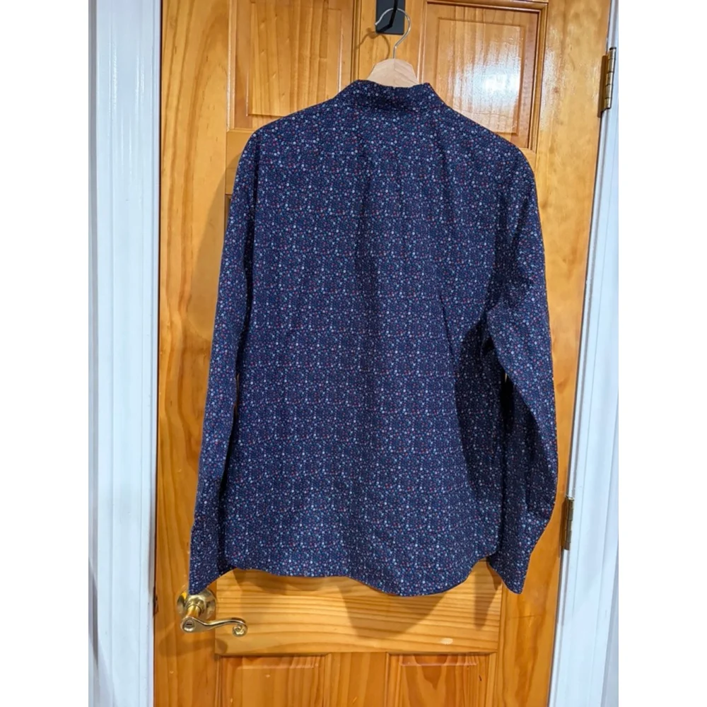 J.Crew Secret Wash Slim Untucked Floral Button Down Shirt L Organic Cotton Stret